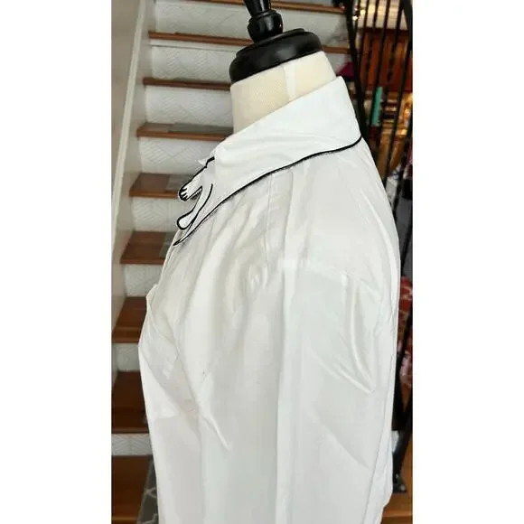 Embroidered Collar White Button Down Shirt (Cute cat) – Size XL - Picture 4 of 8